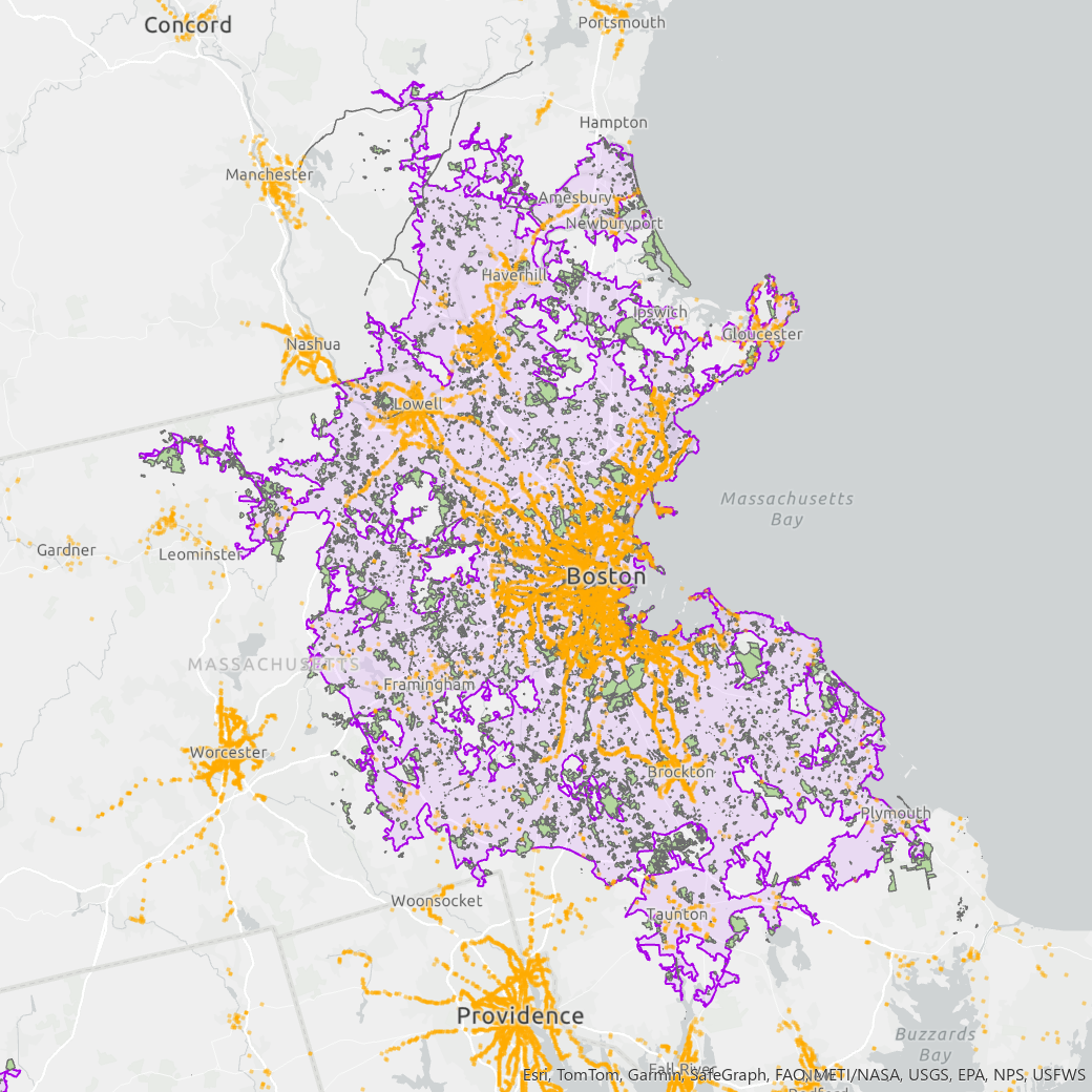 Urban areas and access to public protected areas